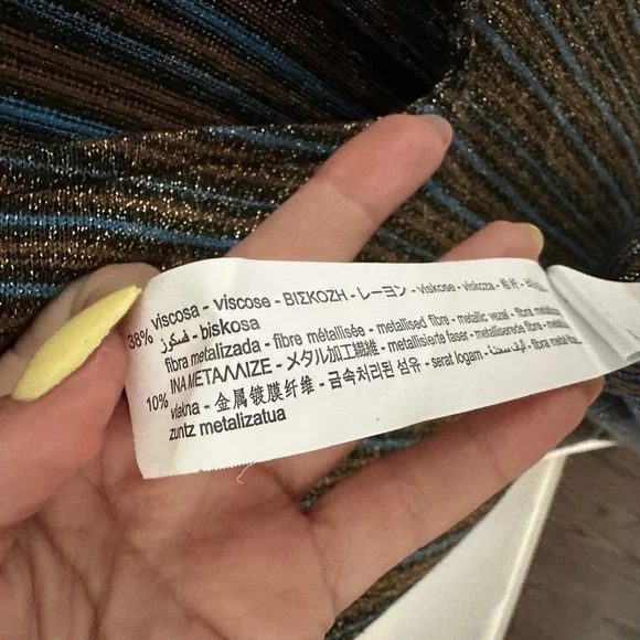 Zara metallic Blue Sheath Maxi Dress with V-Neck| size small - Picture 5 of 6